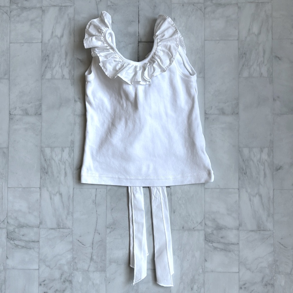 Phi Clothing White Ruffle Bow Shirt (18M)